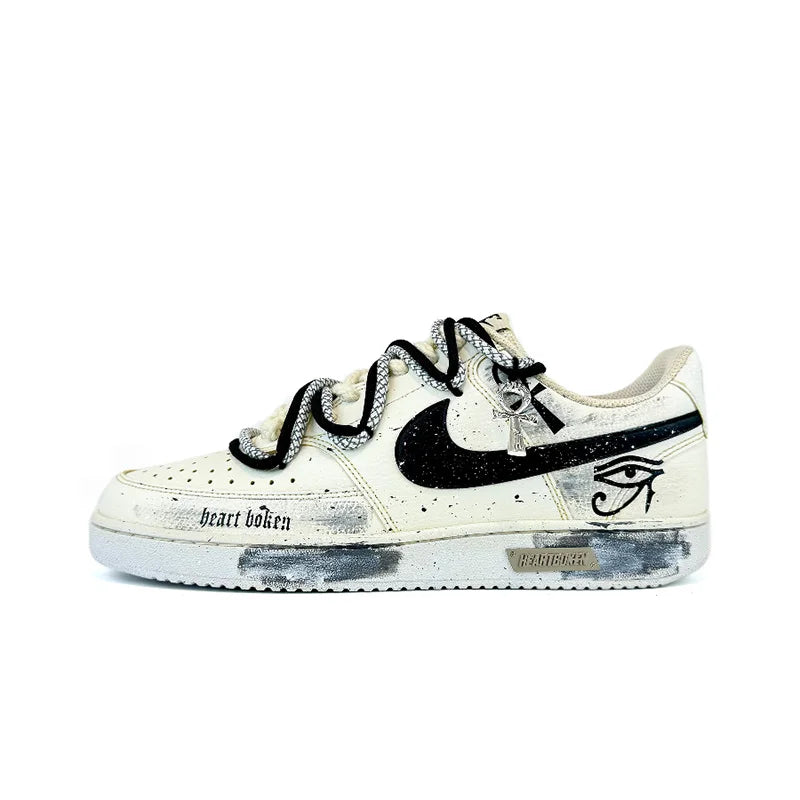 Custom Sneakers Nike Court Vision 1 Low "Eye of God 2.0" Distressed Splatter Men's Skateboarding Sneakers