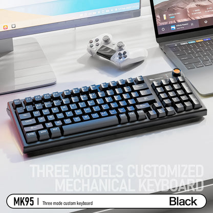 SMAILWOLF MK95 Bluetooth Wireless Korean Customized Mechanical Keyboard e-Sports 3 Modes Laptop Office Game Full Key Hot Swappable RGB Lighting Effects