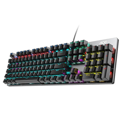 GK410 104 Full Keys Hot Swap Metal Panel Mechanical Keyboard RGB Light Green Black Tea Redaxis non-impact game computer keyboard