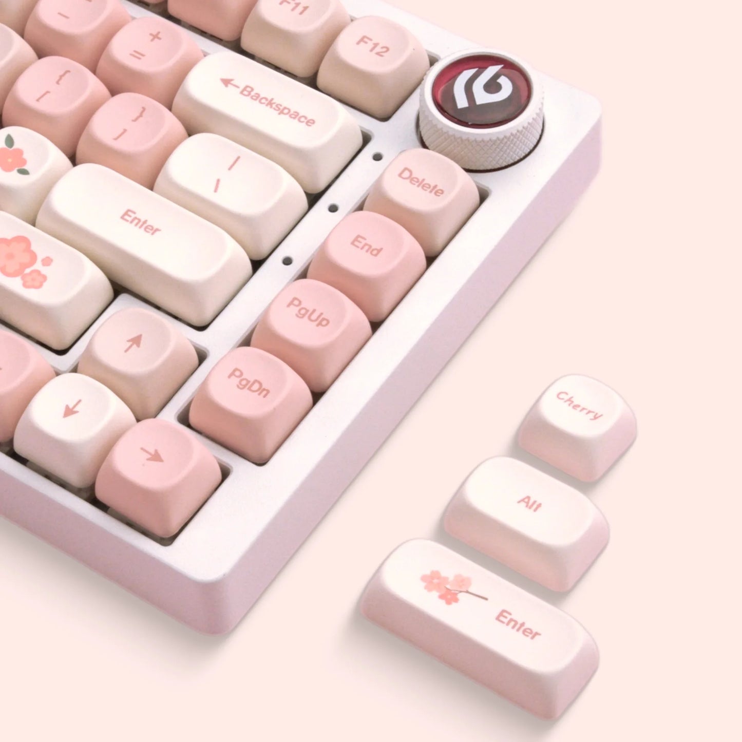 Sakura Pink MOA Keycaps PBT 142 Keys Cream Strawberry for 60/64/84/98/108 Gaming Mechanical Keyboard MX Switch