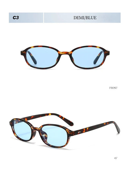 Personalized oval-shaped small frame plastic-rimmed sunglasses for men and women, suitable for daily sun protection