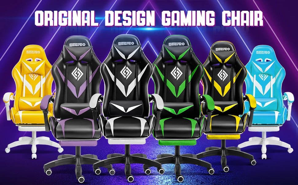 Gaming Chair with Massage Ergonomic Computer Chair Footrest and Lumbar Support Reclining PC Game Chair Adjust Armrest Headrest