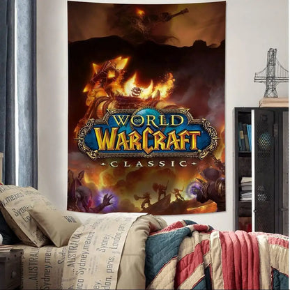 Populärt spel World of Warcraft – stor väggbonad med tryck, billig hippie-väggbonad, bohemiska väggbonader, mandala, heminredning