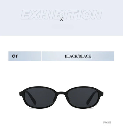 Personalized oval-shaped small frame plastic-rimmed sunglasses for men and women, suitable for daily sun protection