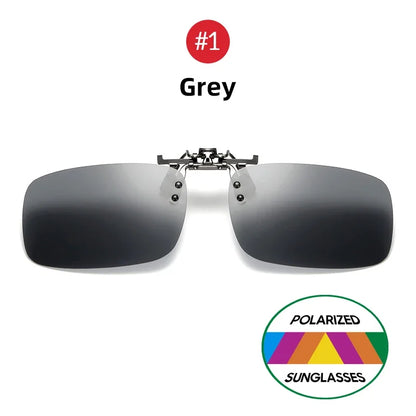 Classic Mirror Blue Flip Up Clip on Sunglasses Fishing Men Square Polarized Lens Metal Night Vision Driving UV400 Women Glasses