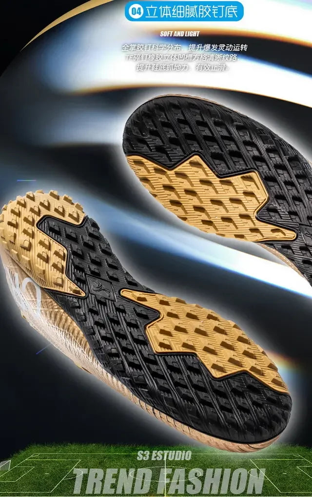 Scarpe da calcio per bambini antiurto sulla punta, chiusura con lacci, tacchetti corti antiscivolo, resistenti all’usura e traspiranti, per partite su erba all’aperto