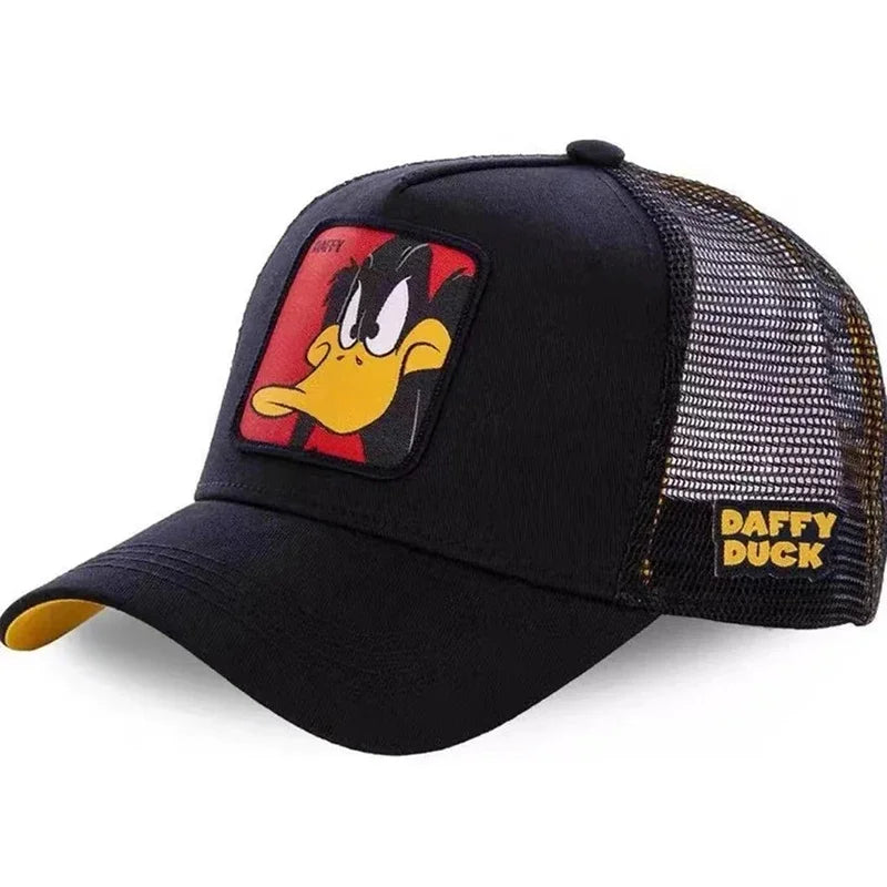 Cartoon Anime Trucker Cap Mesh Back Baseball Hat Adjustable Rabbit Mouse Cat Bird Embroidered Hip Hop Outdoor Sun Hat Boy Gifts