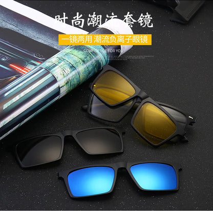 Myopia Polarized Magnet Sunglasses Women Men Clip On Glasses Square Optic Spectacle 6 In 1 Eyeglass Frames -0.5 TO -10