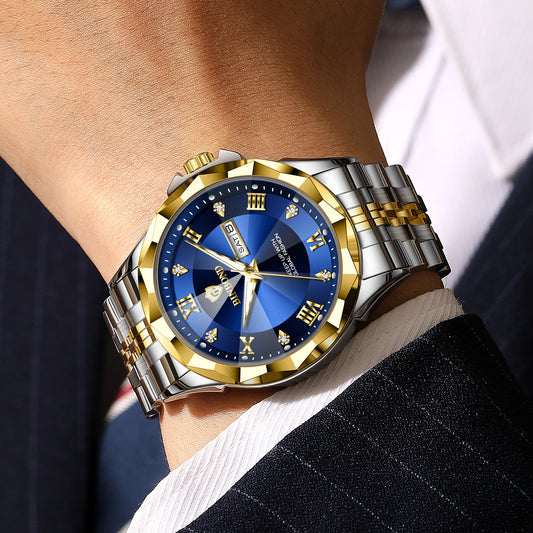 BINBOND men’s quartz watch – Luxury wristwatch, luminous and water-resistant, with automatic day-of-the-week and date display.