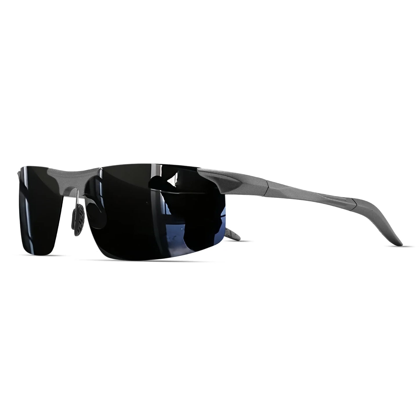 Classic Retro Semi-Rimless Square Polarized Sunglasses - Lightweight PC Frame & Spring Hinges, UV400 Unisex for Driving, Fishing