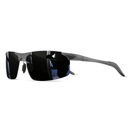 Classic Retro Semi-Rimless Square Polarized Sunglasses - Lightweight PC Frame & Spring Hinges, UV400 Unisex for Driving, Fishing
