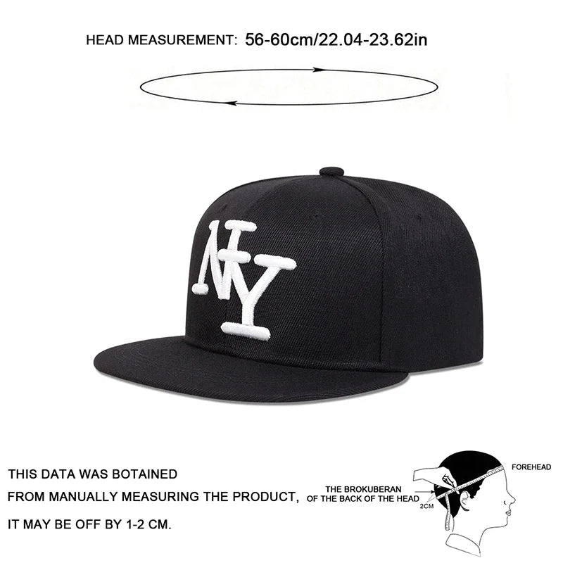 Boné unissexo de beisebol ajustável com bordado de letras, estilo hip-hop, casual, para exterior, primavera/outono, com proteção solar