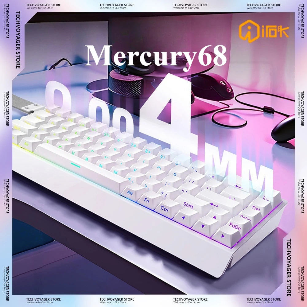 Teclado mecánico IROK Carotmas Mercury68 con interruptores magnéticos, 8K, 68 teclas, RT0.004mm, baja latencia, teclado gaming con cable personalizable para PC, ideal para regalo