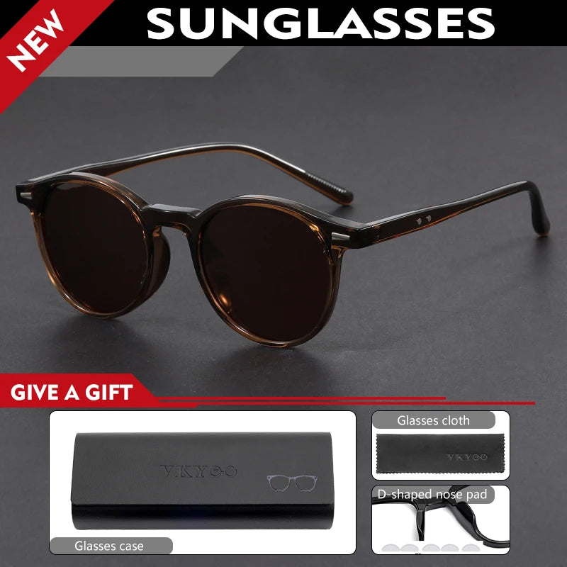 GENEVIEVE Simple Geometric Round Frame Design Women Men Polarized Sunglasses UV Protection Customizable Prescription 1080