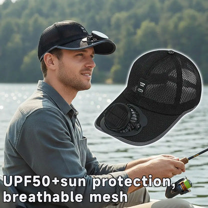 Breathable Sunhat with Solar Fan Sun Block Baseball Hat with Solar Fan USB Charging Fan Outdoor Sunhats Sunscreen Sunshade Hats