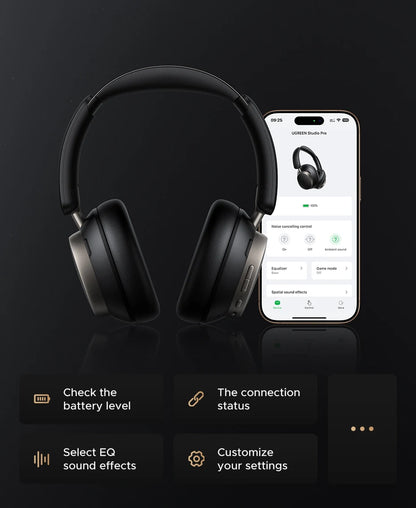 Cuffie wireless UGREEN Studio Pro ANC 48dB – Cuffie over-ear Bluetooth 6.0 Hi-Res LDAC con 120H di autonomia