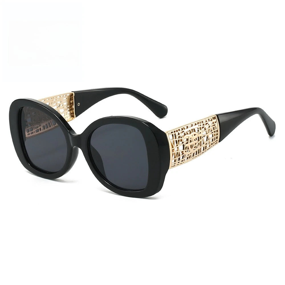 Hot Designer Fashion Women's Sunglasses Premium Retro Sunglasses Large Frame Metal Toad Glasses