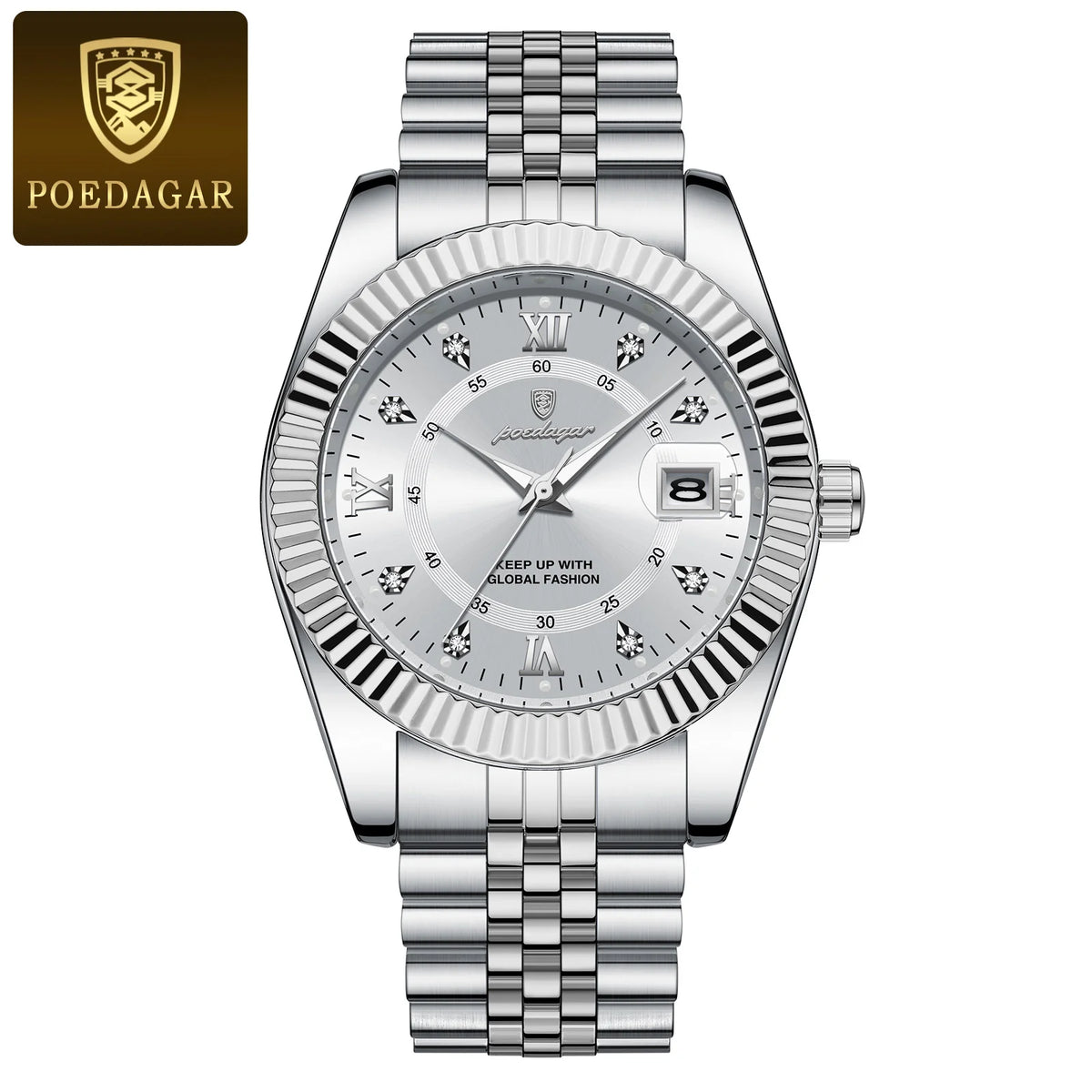 Reloj para hombre POEDAGAR: modelo de lujo, resistente al agua, de acero inoxidable, con pantalla luminiscente, estilo militar, función de fecha, mecanismo de cuarzo, ideal para el trabajo o para ocasiones profesionales.