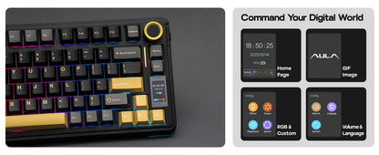 EPOMAKER X AULA EA75 MAX 75% ANSI-US-Layout Hot-Swap-Gasket kabelgebundene/BT/2.4GHz kabellose mechanische Tastatur mit Display & Drehregler