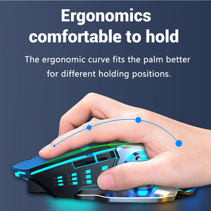 Rechargeable Wireless Mouse Gaming Computer Silent Bluetooth Mouse USB Mechanical E-Sports Backlight PC Gamer Mouse For Computer