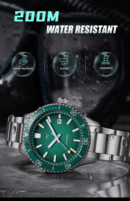 WM Watch Automatic Mechanical Dive Watch Man MIYOTA 8215 Waterproof Stainless Steel Sapphire Welly Merck Diving Watches WM046
