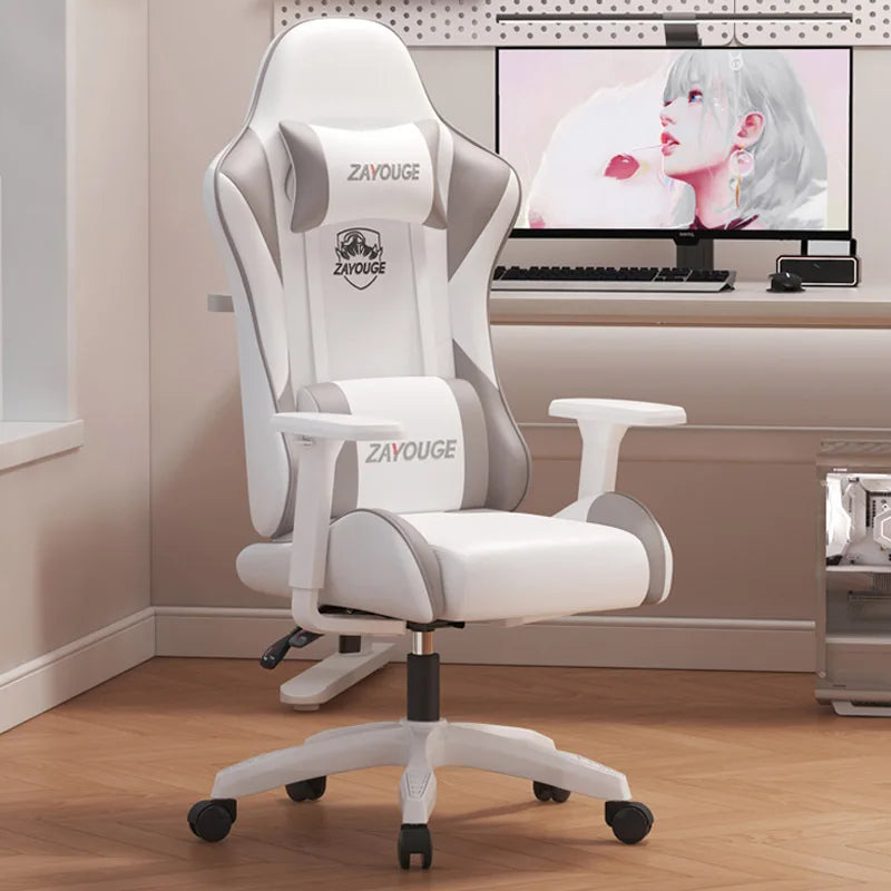 Chaise de jeu, chaise d'ordinateur, siège de bureau à domicile, dossier élastique, chaise ergonomique pour personnes assises longtemps, accoudoirs réglables en hauteur.