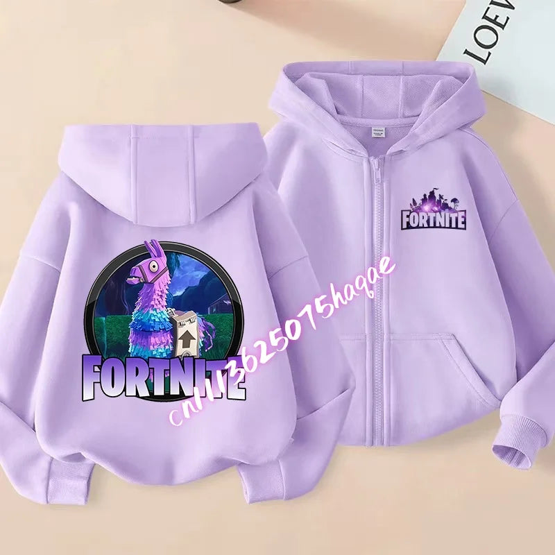 New Fortnite Child Zip-Up Hoodie Cartoon Anime Hoodies Casual Breathable Kids Boys Coat Jackets 2026 Spring Children Clothing