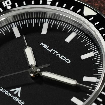MILITADO  ML25 Quartz Dive Watch VH31 Sweep Second Sapphire Crystal 200M Waterproof BGW9 Lume Ceramic Bezel Men Watch