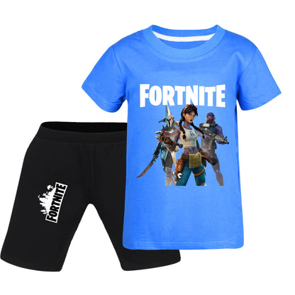 Fortnite Summer Kids Cartoon T-shirts Shorts Two-piece Set Baby Boys Tracksuit Girls Outfits505