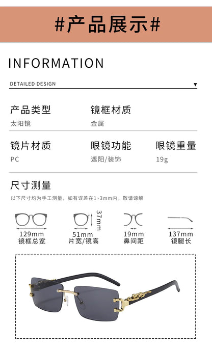 1 Pc Fashionable Women Men Sunglasses Frameless Rectangular Personalized Sunglasses for Daily Life Vintage Sun Glasses