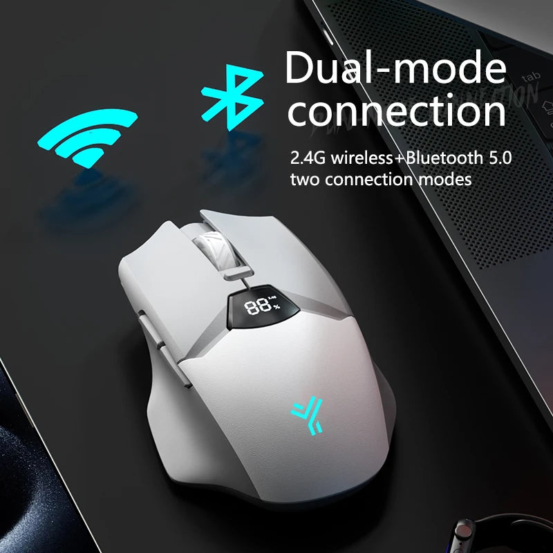 Mouse gaming wireless Warvank SX01 con display smart, regolazione DPI a 6 velocità, batteria ricaricabile da 600mAh, mouse Bluetooth silenzioso per ufficio