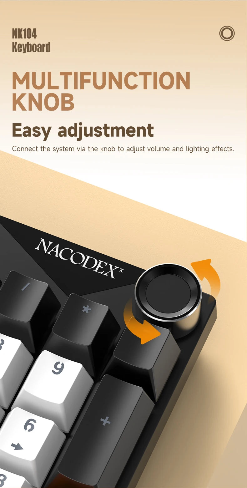 Teclado Mecânico AJAZZ NK104 com Fio, Teclas de Dupla Injeção, 104 Teclas, Hot-Swapping, Retroiluminação LED Híbrida, Teclado Gamer para Portátil e PC