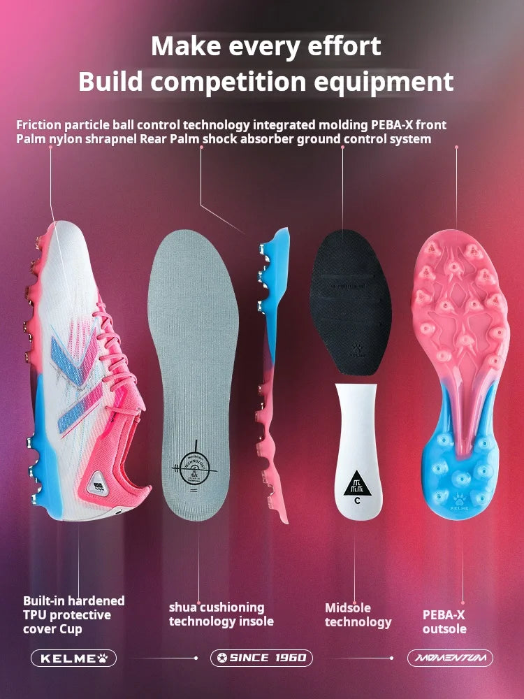 Kelme MG Football Shoes Men's Natural and Artificial Grass Professional Competition Training Football Shoes Non-Slip Soccer Shoes
