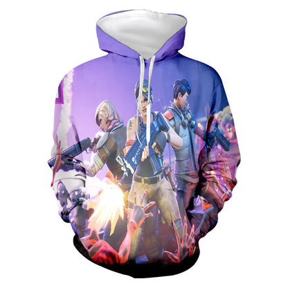 Fortnite 2024 Kinder-Sweatshirt mit digitalem 3D-Druck, Hoodie als Pullover-Jacke für Herren und Damen, langärmelig, Kindergeschenk