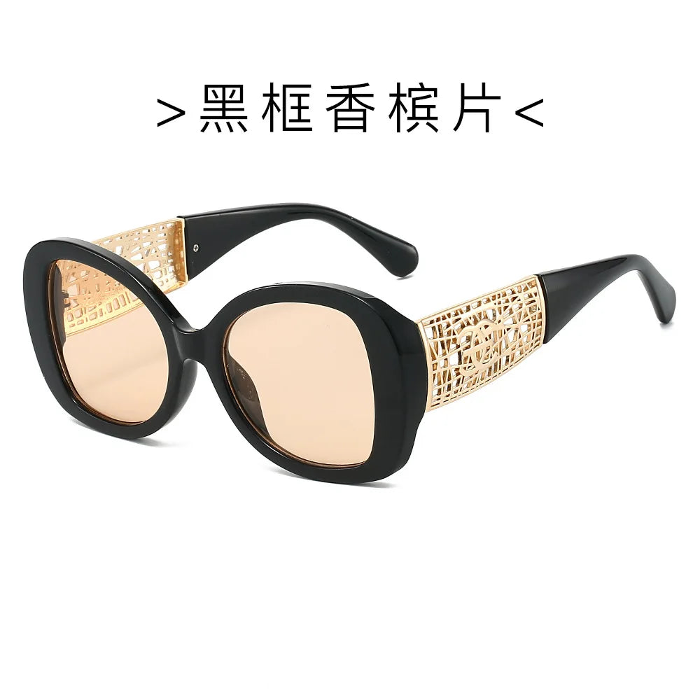 Hot Designer Fashion Women's Sunglasses Premium Retro Sunglasses Large Frame Metal Toad Glasses