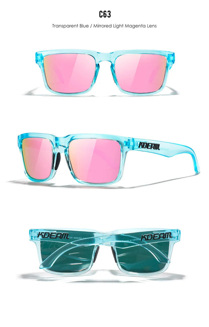 KDEAM Unisex Square Sunglasses Polarized Flash With Stylish Mirrored Pink Sun Glasses New Colors KD332