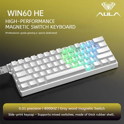 AULA WIN60 HE Magnetic  Keyboard Wired Trigger 8K Return Esports Gamer Customize RGB Mechanical Gaming Keyboard