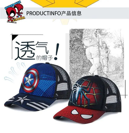 Marvel Avengers Hat Outdoor Sports Baseball Cap Spider-Man Iron Man Cartoon Animation Beach Sun Hat Peaked Hat Children's Gift