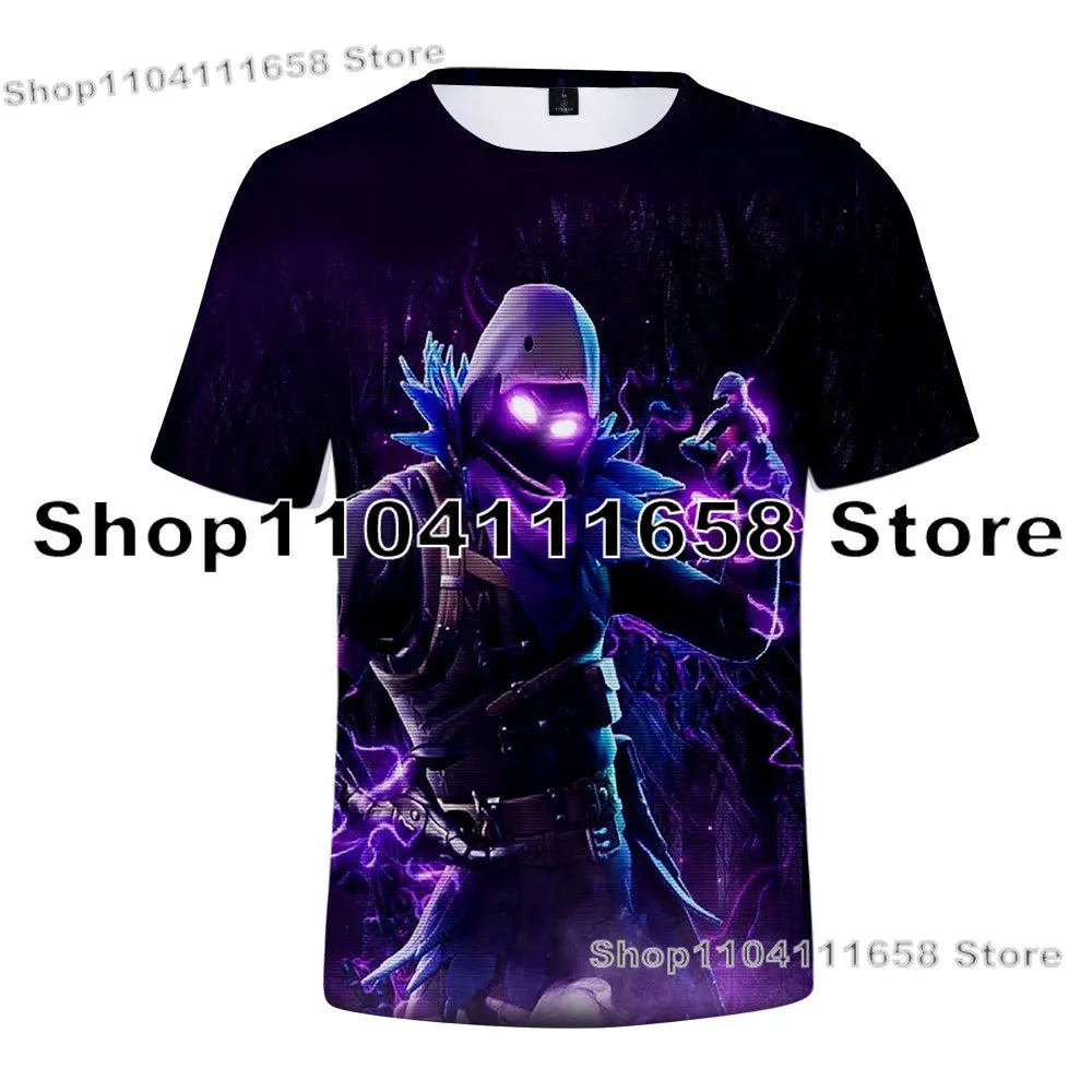 T-shirt de verão Raven Ultima Knight F-Fortnite, t-shirt masculina com estampado 3D Banana Peely, tops de jogo Battle Royale, presentes de aniversário