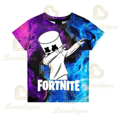 New Fortnite Summer T-Shirt Boys Cartoon Cute Tee Short Sleeve Shirt Men Women Children T-shirts Teenager Tee Streetwear Tops