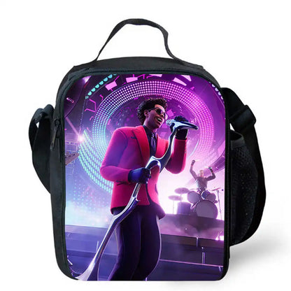 Lunch Bags for Children, Cartoon Fortnite School Picnic Bags for Girls and Boys, Kids Insulated Cooler Lunch Bags Portable Lightweight