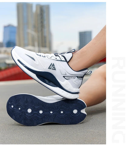 Chaussures de course légères et respirantes pour hommes, baskets à absorption des chocs Popcorn, chaussures de sport d'extérieur flexibles et antidérapantes, été automne