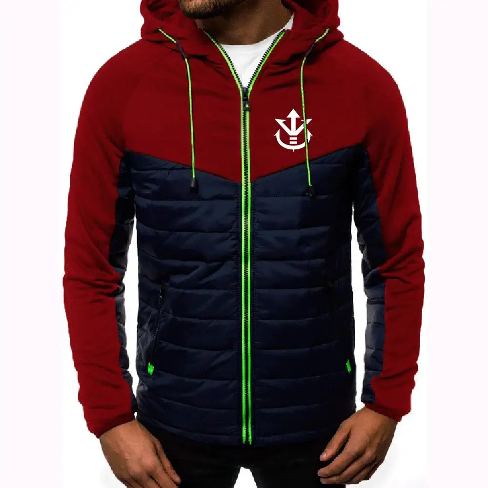 2026 Men's Saiyan Vegeta Avant-garde Style Patchwork Jacket Spring And Autumn Dragon Ball Logo Print Trendy Coat Hoodies, produit gaming premium Fraquane, produits de luxe