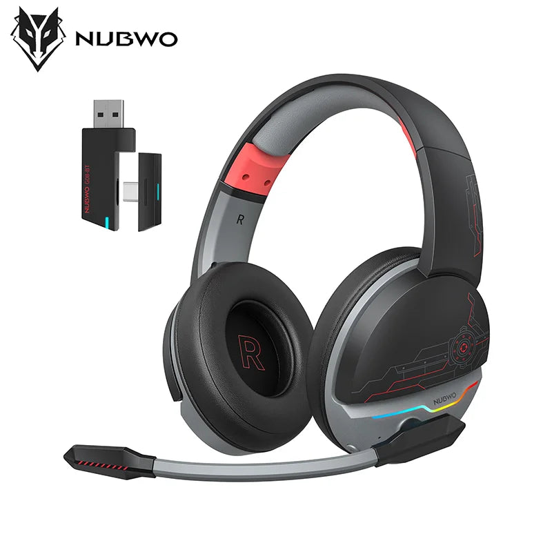 NUBWO Dual G08 Wireless Gaming Headset with Microphone for PS5, PS4, PC, Mobile, Switch, 2.4GHz Bluetooth Wireless Headphones