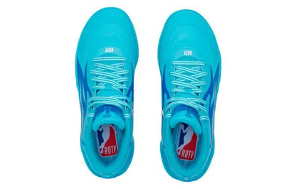 Baskets Puma MB.02 Rookie of the Year, bleu, modèle Blue Atoll Ultra Blue, 377586-01.