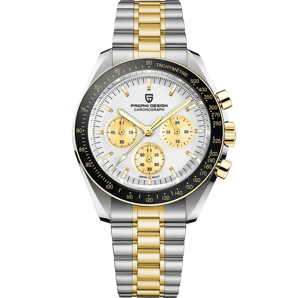 PAGANI DESIGN Saturn Men's Watches 2026 New Top Luxury Quartz Watch Men Light Tan Chronograph AR Sapphire crystal Wristwatch Men