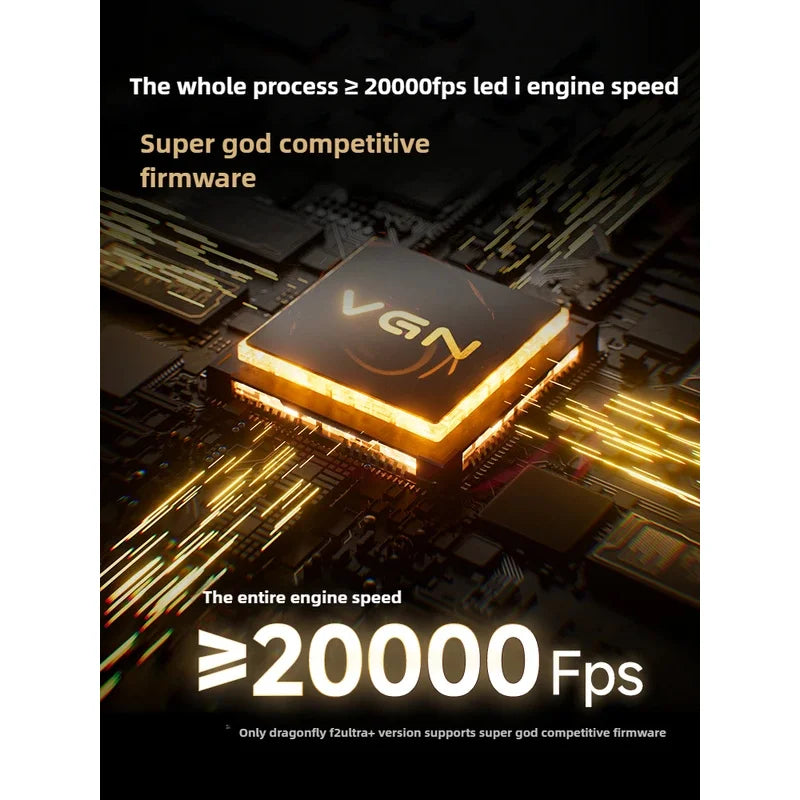 VGN Dragonfly F2 ProMax/Ultra esport gamer egér 42000DPI 0.125ms CSGO-hoz, alacsony késleltetésű, vezetékes/vezeték nélküli, dupla 8K, 3 mód, PAW3395/3950