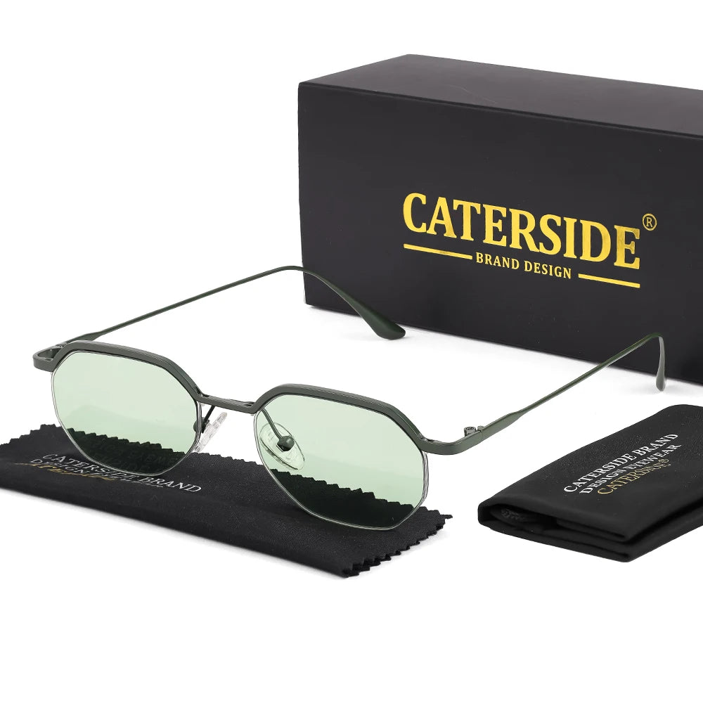 Caterside New Retro Small Frame Sunglasses Men's Polygonal Lenses Sun Glasses Women Business Travel Party Eyewear Summer Style