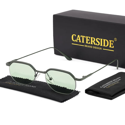 Caterside New Retro Small Frame Sunglasses Men's Polygonal Lenses Sun Glasses Women Business Travel Party Eyewear Summer Style