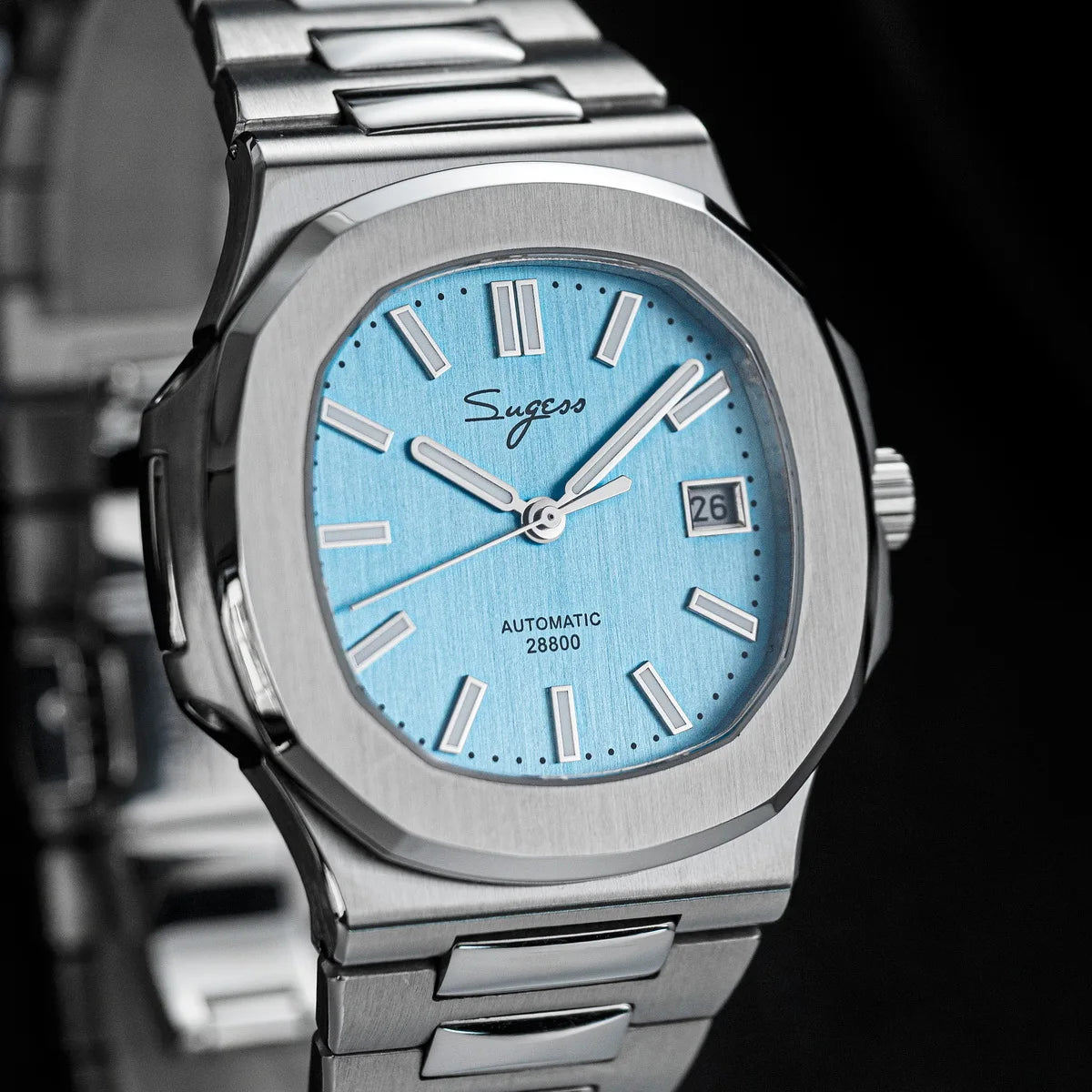 Orologio da uomo Sugess automatico meccanico da polso, movimento Miyota 9015, quadrante MOP, luminoso, impermeabile 5bar, bracciale di lusso S466
